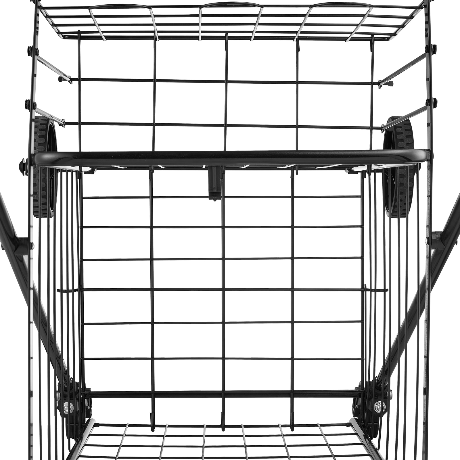 Heavy Duty Folding Shopping Cart With Dual Baskets And Wheels_voghion.com